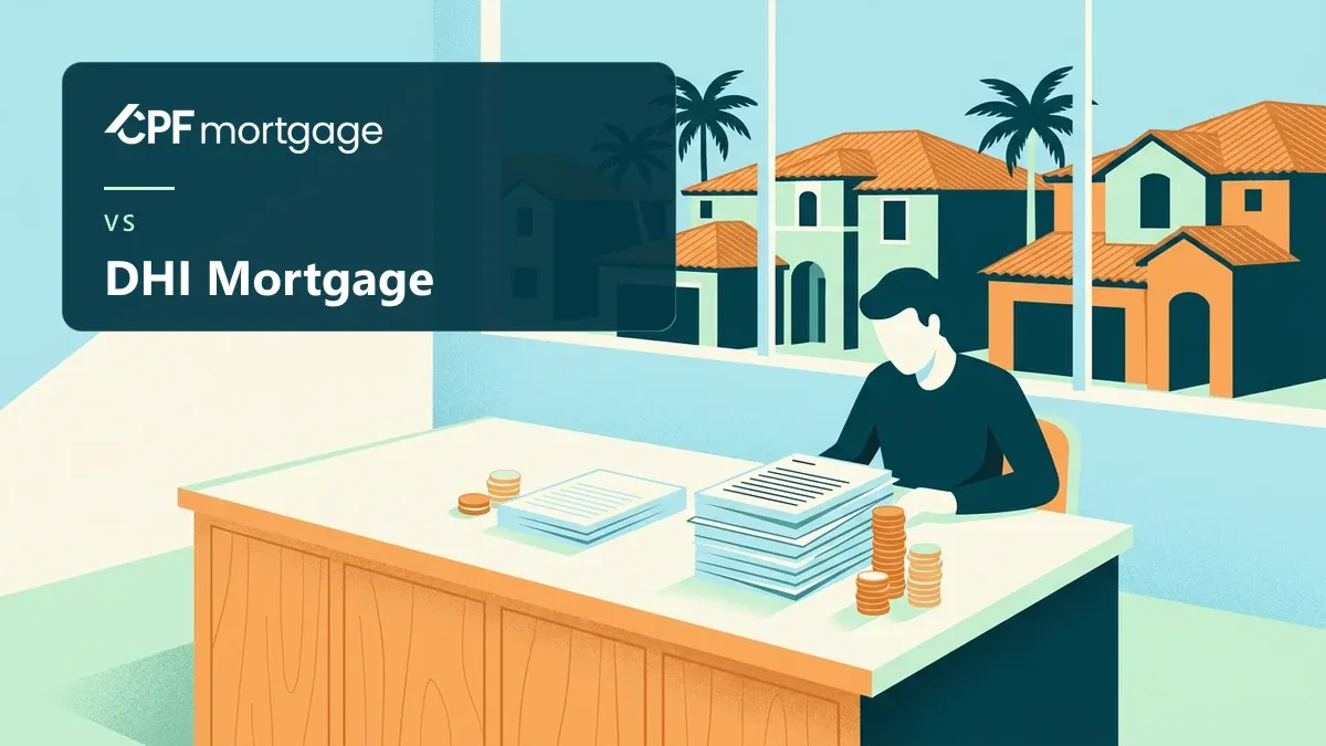 CPF Mortgage compared with DHI Mortgage, the D.R. Horton preferred lender, for a Florida new-construction home